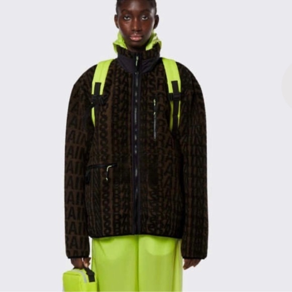 RAINS | NWT Gorpcore Streetwear Heavy Fleece Jacket Wood Black Monogram | XS - Picture 3 of 15